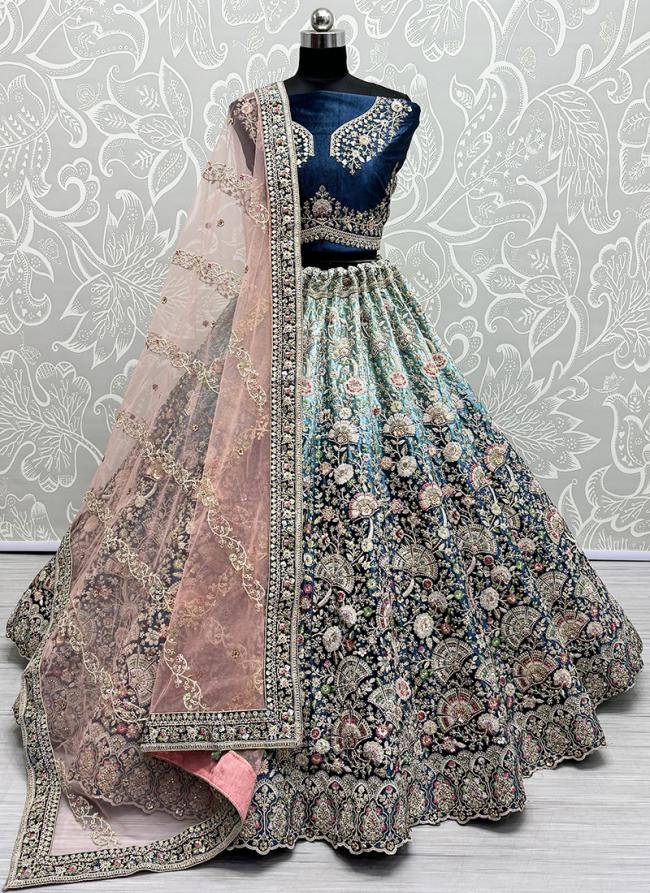 Velvet Sky Morpich Bridal Wear Embroidery Work Lehenga Choli